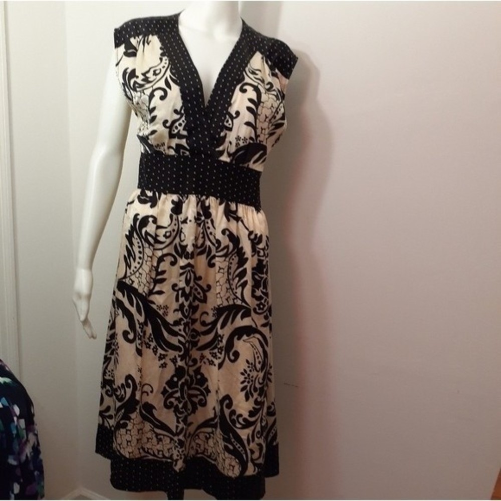 wd ny  wdny black white silk dress 8 m